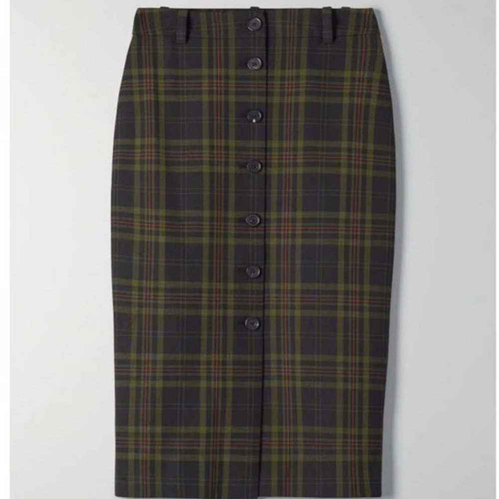 Aritzia Wilfred Leona Midi Pencil Check Plaid Skirt 4 - Picture 8 of 8